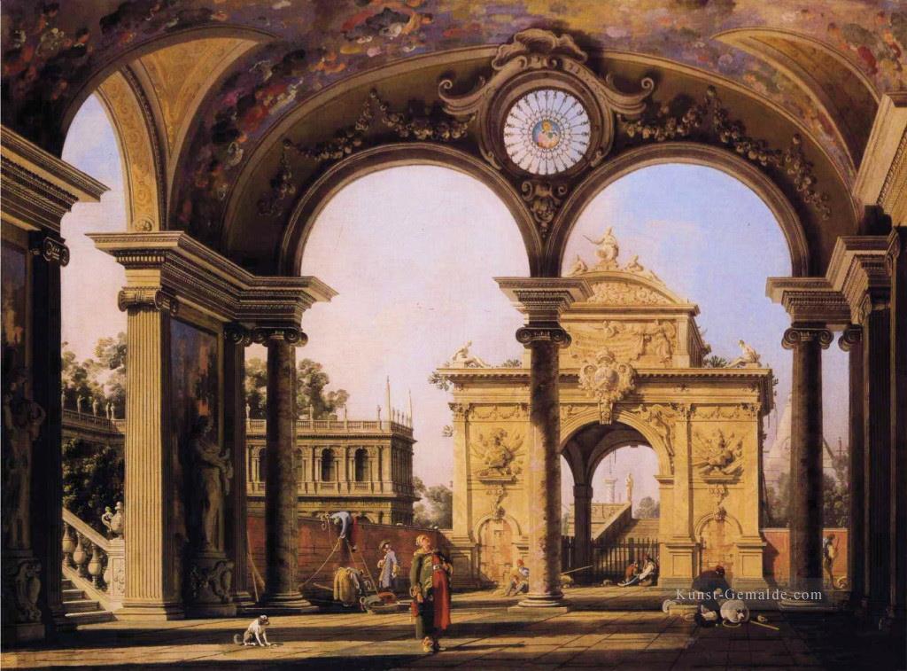 capriccio einer Renaissance Triumphbogen aus dem Portikus des Palastes 1755 Canaletto gesehen Ölgemälde